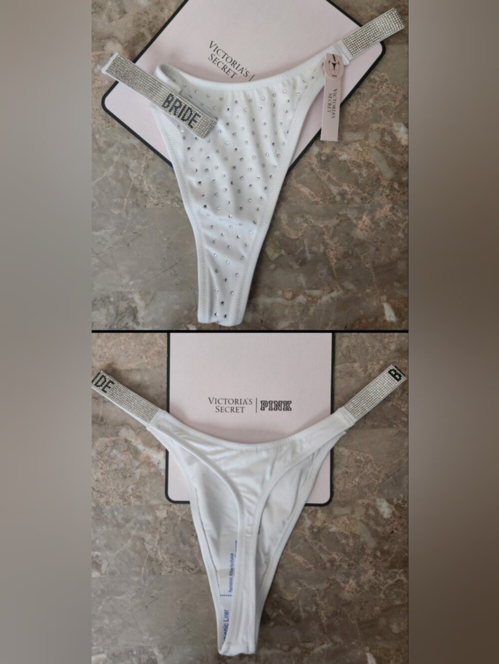 XXL Victoria's Secret Swim Diamanté Thong Bikini Bottom Bride